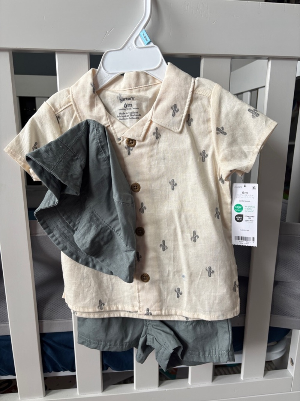 NWT - Carter's Beige Cactus Print Baby Shirt Set - 6M